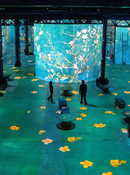 Oeuvre fleurs bleu et jaune